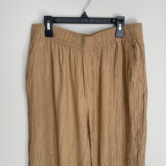 Madewell Khaki Crinkled Crepe Straight-Leg Crop Pants (M) - Picture 3 of 13
